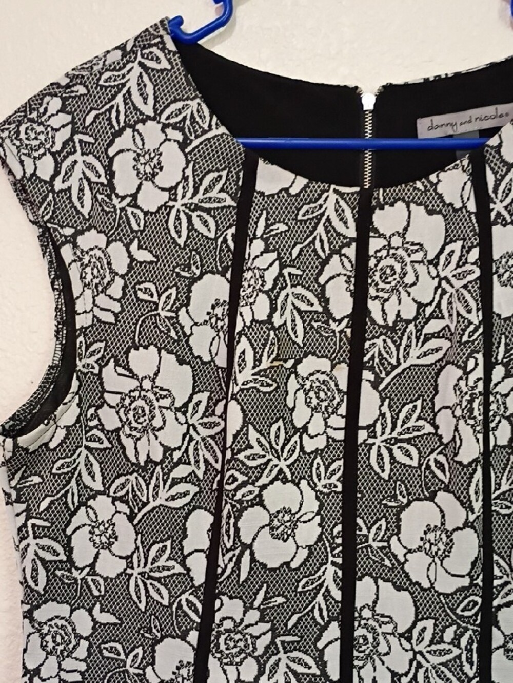 Danny & Nicole Black and White Floral Fit-and-Flare Dress - Picture 2 of 4